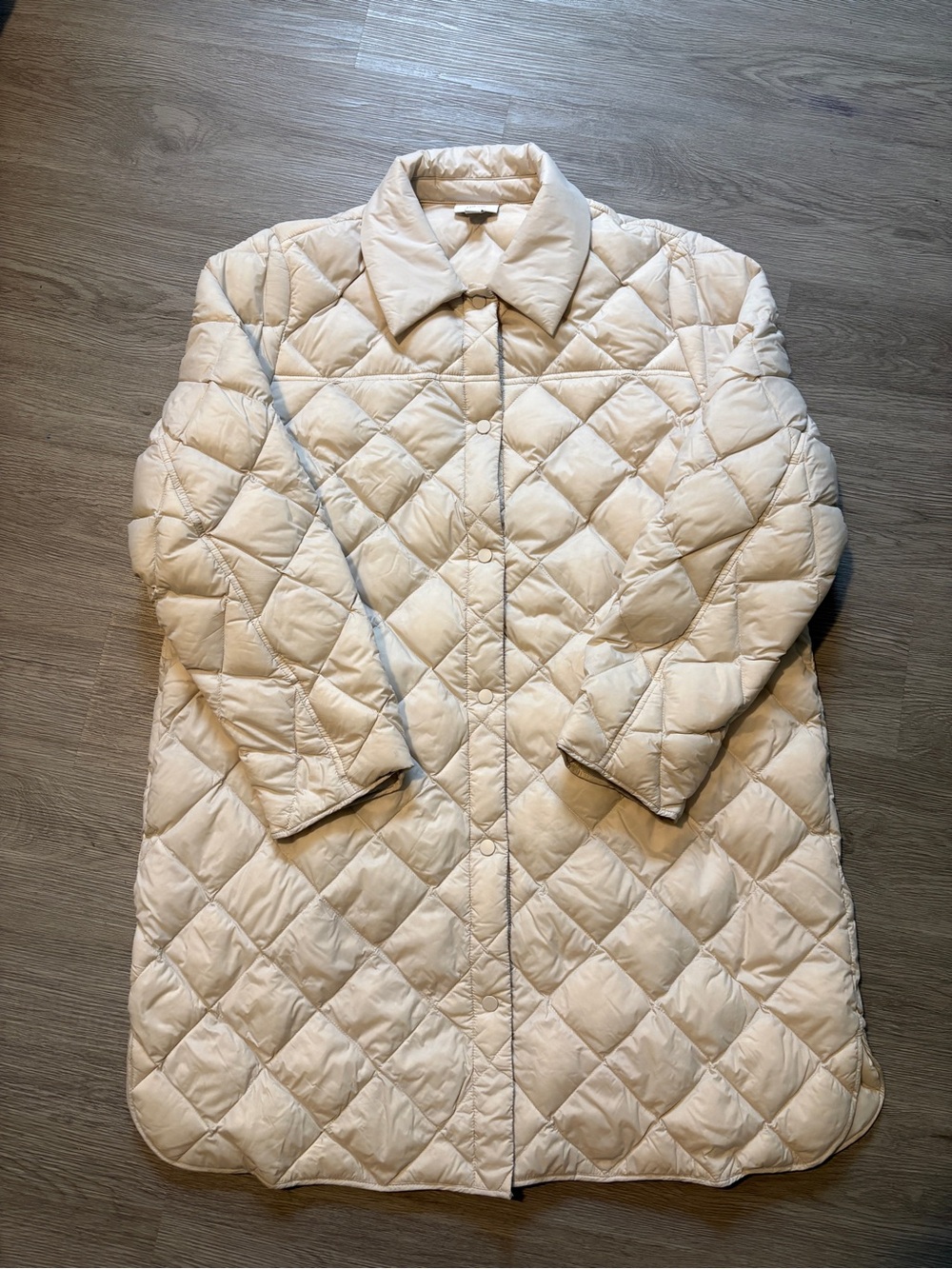 J. Jill Cream Quilted Long Puffer Coat